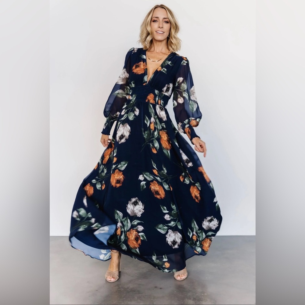 LIKE-NEW Baltic Born Olivia Maxi Dress Midnight Navy Floral Size XL